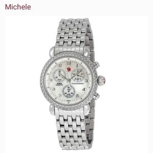 “Michelle Stainless Steel Oyster Diamond Accent Watch”